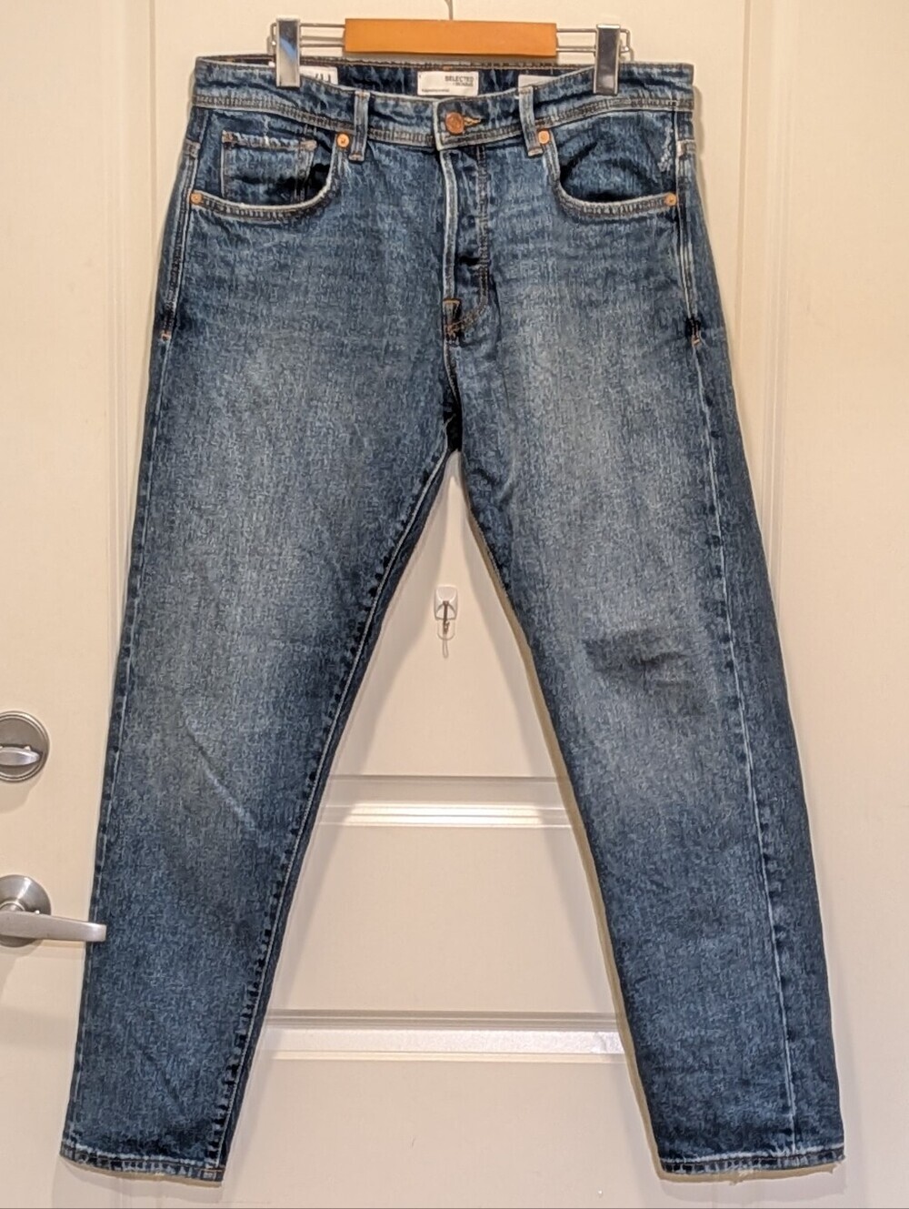 EUC Selected Homme 32x32 Organic Cotton Medium Wash 172 Slim Tapered Jeans